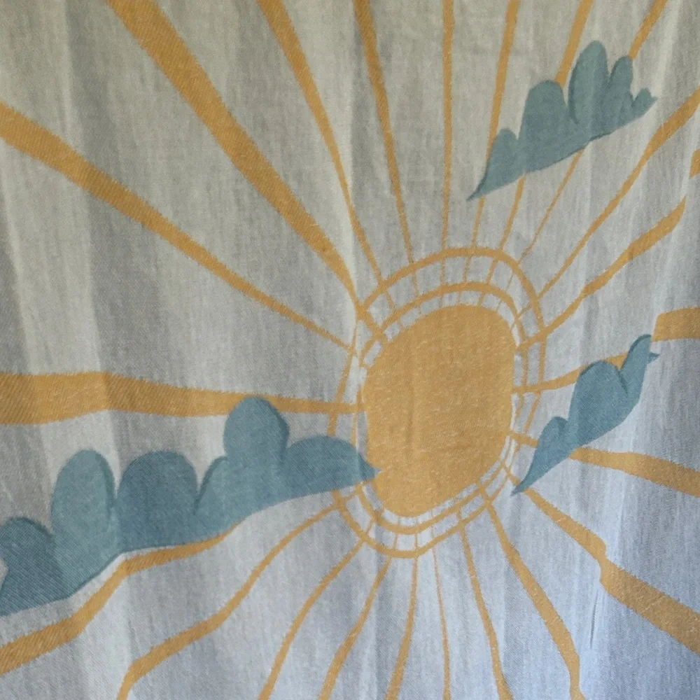 SWELL DAY SUN + OCEAN Tapestry Wall Art Woven Green + Mustard Blue + Yellow NEW!